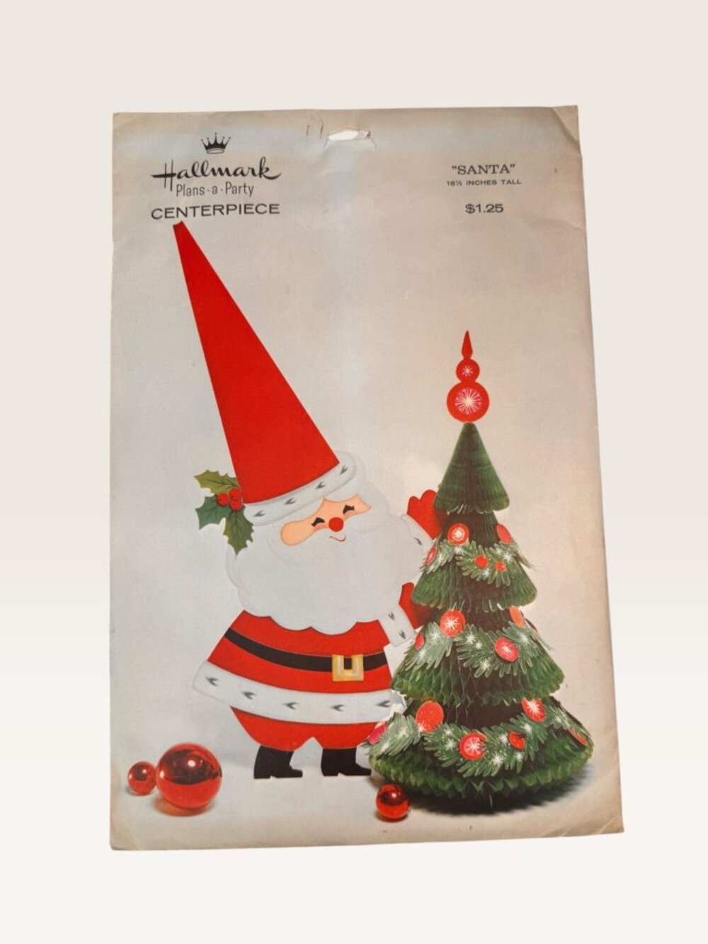 Hallmark Christmas Santa Centerpiece Pop Up Tree Honeycomb 18.5"